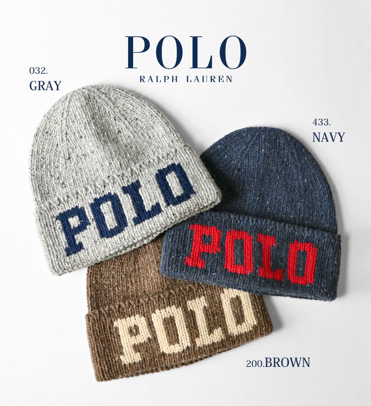 Polo Ralph Lauren ニット帽 ネイビー POLO RALPH LAUREN ポロ ラルフローレン ニット帽 ロゴ コットン