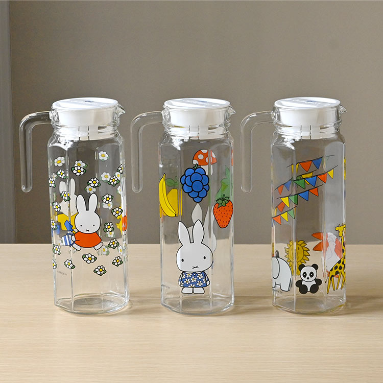 Miffy（ミッフィー） ガラスピッチャー 蓋付き 1.1L おしゃれ 麦茶