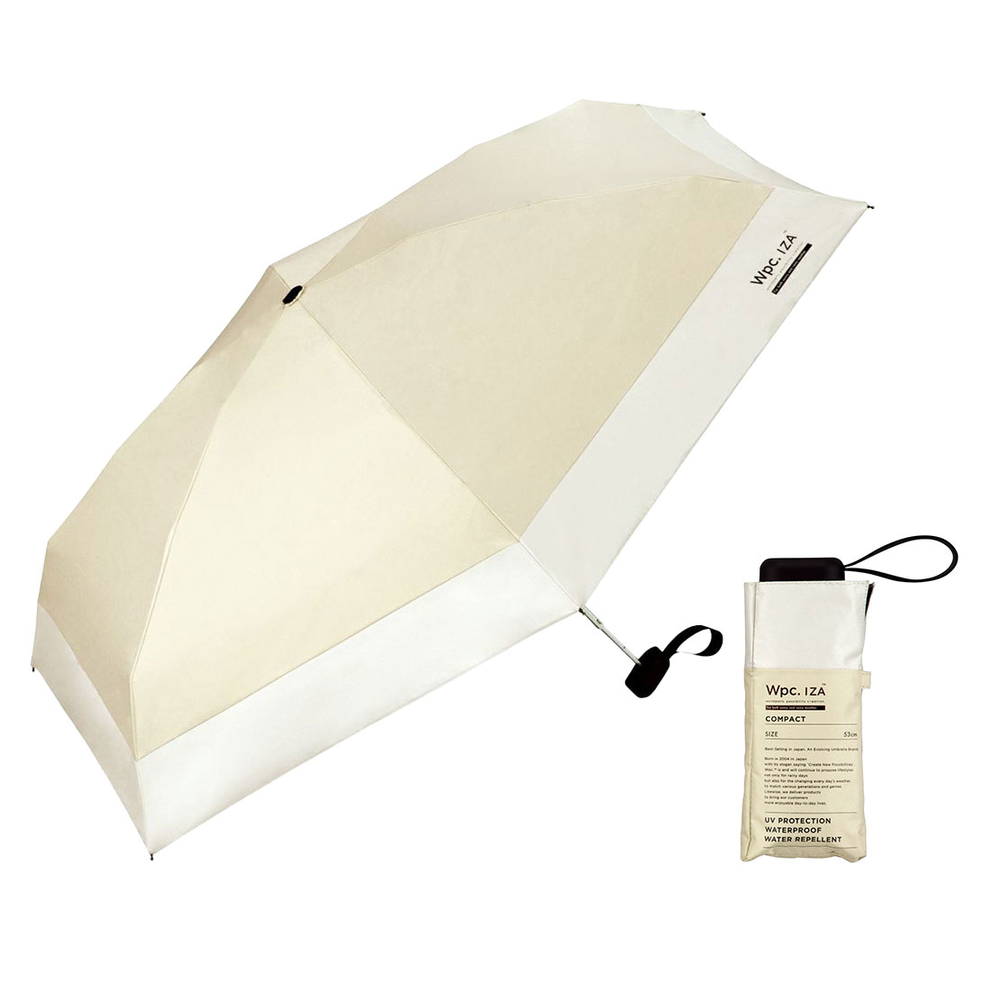 wpc IZA イザ 日傘 折りたたみ 完全遮光 メンズ 軽量 晴雨兼用 遮光率100% UVカット 6本骨 53cm 超撥水 紫外線対策 裏面黒 | Wpc. IZA | 01