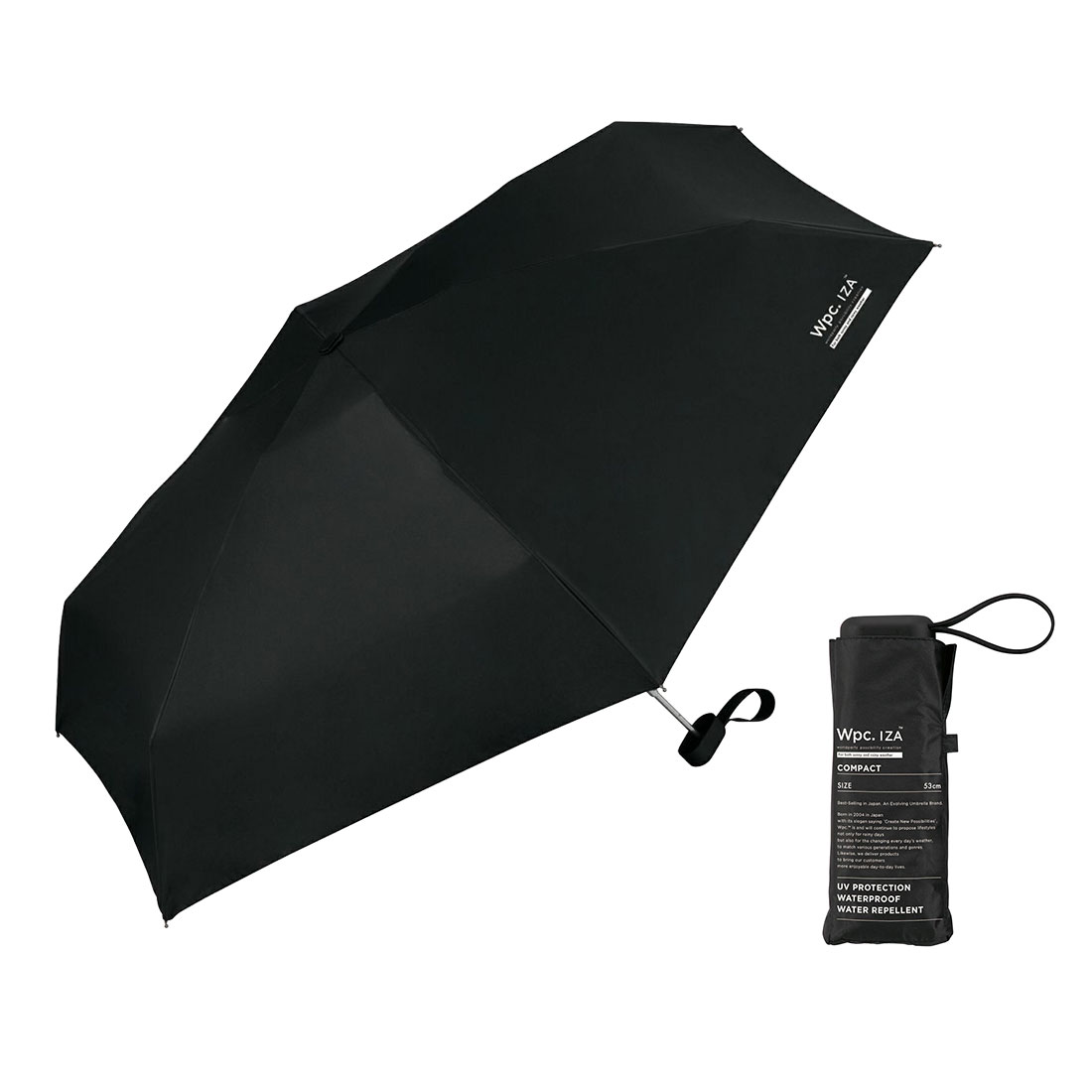 wpc IZA イザ 日傘 折りたたみ 完全遮光 メンズ 軽量 晴雨兼用 遮光率100% UVカット 6本骨 53cm 超撥水 紫外線対策 裏面黒 | Wpc. IZA | 02