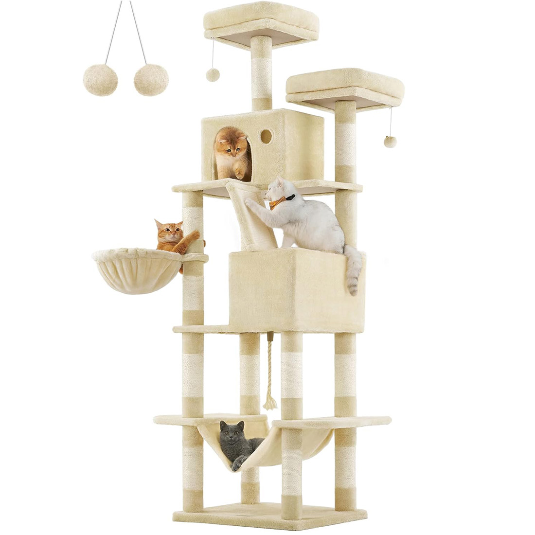 FEANDREA キャットタワー 多頭飼い 高さ206cm PCT190G01 Amazon | FEANDREA キャットタワー 多頭飼い 大型猫用 スリム