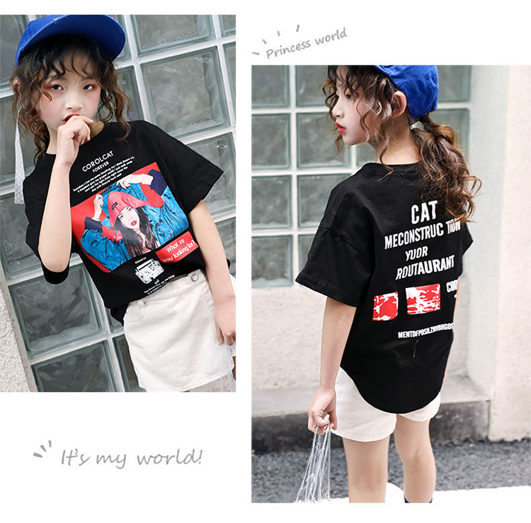 tシャツ キッズ 半袖 アート 女の子 綿100% トップス おしゃれ 白 黒