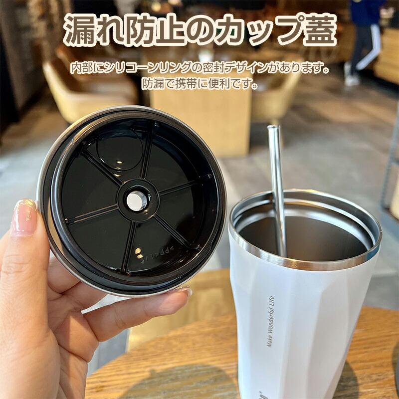 ストロー付きタンブラー ストロー タンブラー 600ml ステンレス 大容量