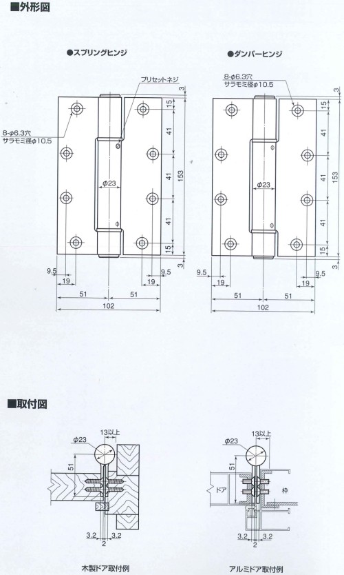 オートヒンジ 1箱１組入 311Sストップ付 左右兼用 日東工器 : door