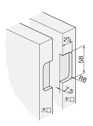 アトム間仕切丁番（HD-37、HD-38）取付加工寸法