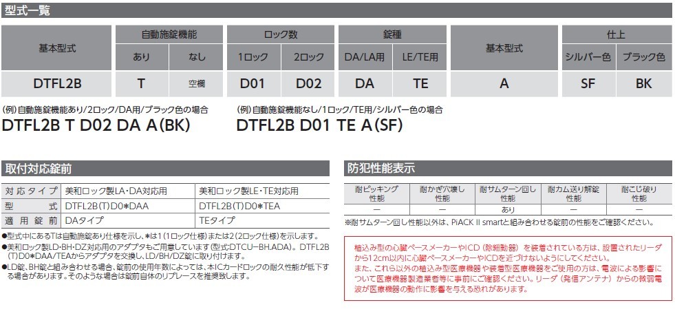 美和ロック PiACK II smart DTFL2B-D01-DA-A(BK) ブラック LA/LAF/MA