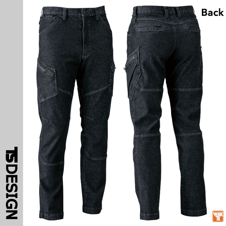 TS-DESIGN メンズ カーゴパンツ ストレッチデニム 綿100 春夏 秋冬