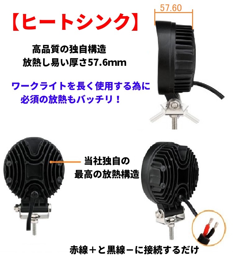 LED作業灯 2個セット ワークライト 27W led投光器 防水 ノイズ対策 1700lm PMMAレンズ 高品質 狭角 広角 拡散集光 12/24V  トラック 船舶 集魚灯 丸型 :f0108:TKサービス - 通販 - Yahoo!ショッピング