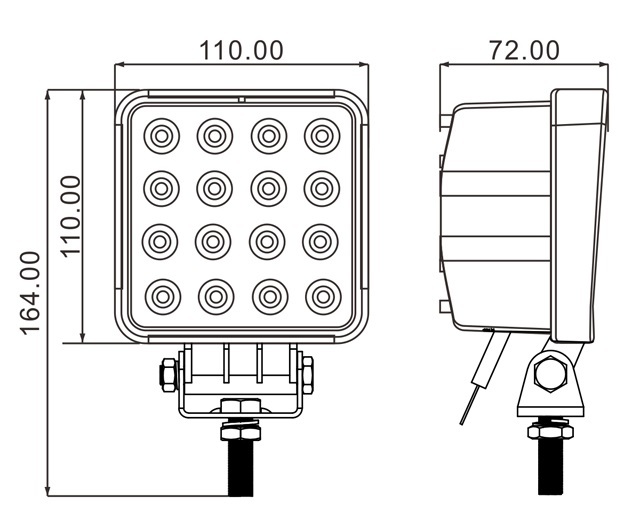 ”LED16灯48Wライトの製品図面”