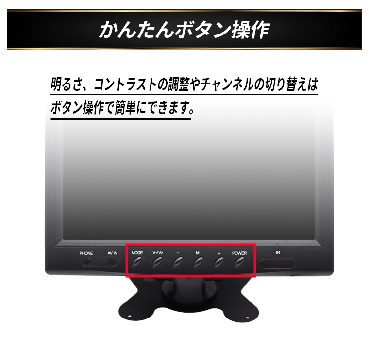 オンダッシュモニター ９インチ 液晶モニター 解像度1024*600 12V