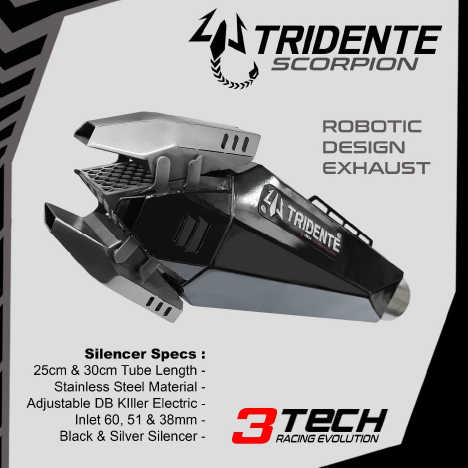 3Tech Racing Tridente Scorpion Daily ロボットマフラー 可変バルブ 差込口径51mm バイク用 スリップオン |  | 02