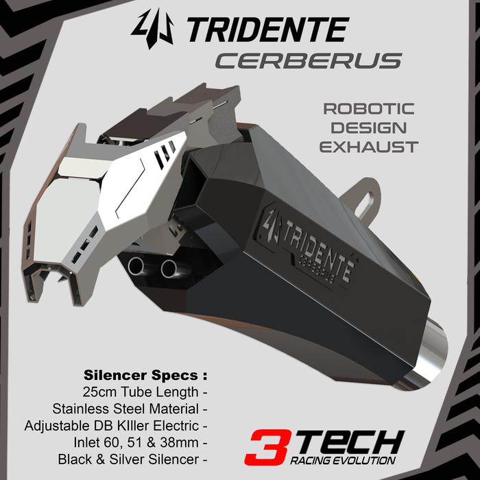 3Tech Racing Tridente Cerberus ロボットマフラー バイク用 可変バルブ スリップオンマフラー サイレンサー 差込口径60mm |  | 02