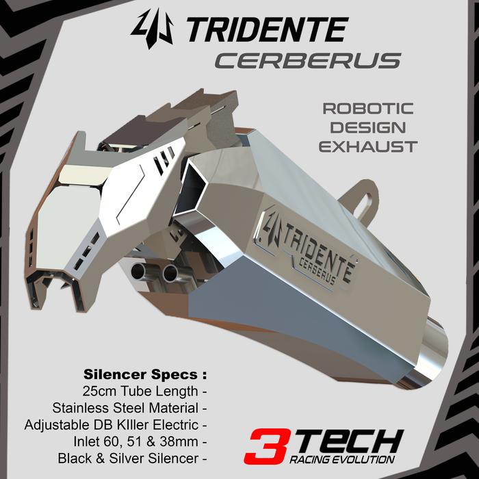 3Tech Racing Tridente Cerberus ロボットマフラー バイク用 可変バルブ スリップオンマフラー サイレンサー 差込口径60mm |  | 01