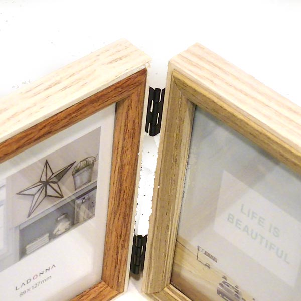 木製フォトフレーム L判 2枚 ２蓮　縦向き 写真立て 壁掛け可能 0717-882　プレゼント ギフト | ブランド登録なし | 01