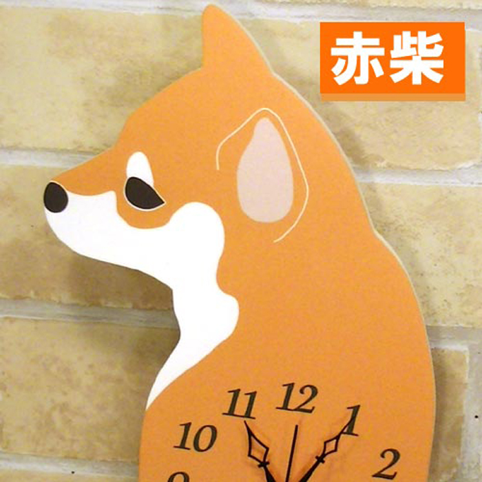 振り子時計 壁掛け時計 木製 かわいい 柴犬 秒針音なし スイープムーブメント おしゃれ 掛時計 1011-022｜tkcoll｜02
