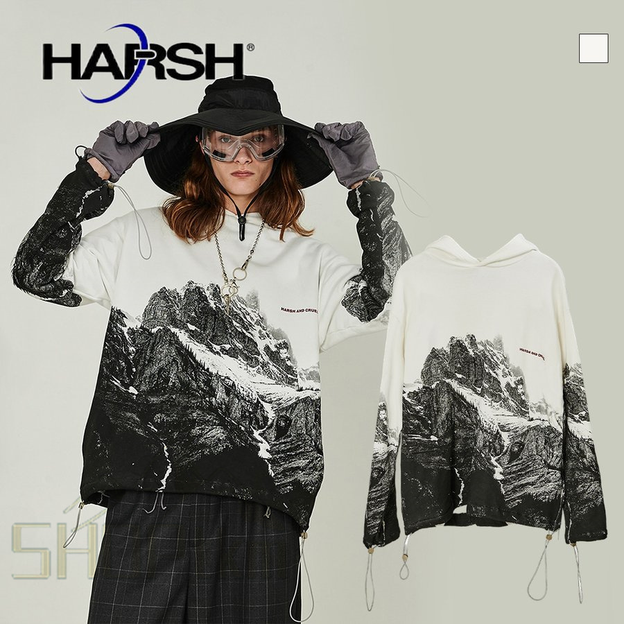 数量限定/海外セレブ愛用☆ HARSH AND CRUEL ハーシュアンドクルーエル HAC 長袖 上着 ゆきやま 雪 ルーズ パーカー フーディ  ユニセックス