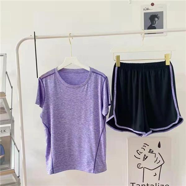 スポーツウェア レディース 女の子 上下セット ジョギング ランニング ヨガ服 ショートパンツ 半袖 スポーティー エアロビクス 運動着 フィットネス |  | 02