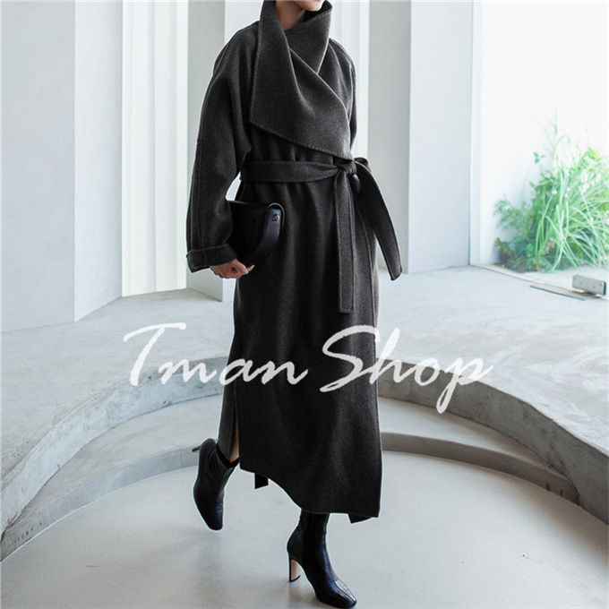 ウールオーバーコート レディース アウター ガウン ロング丈 長袖