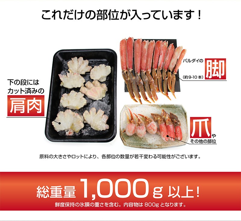 肩肉や爪も入っています