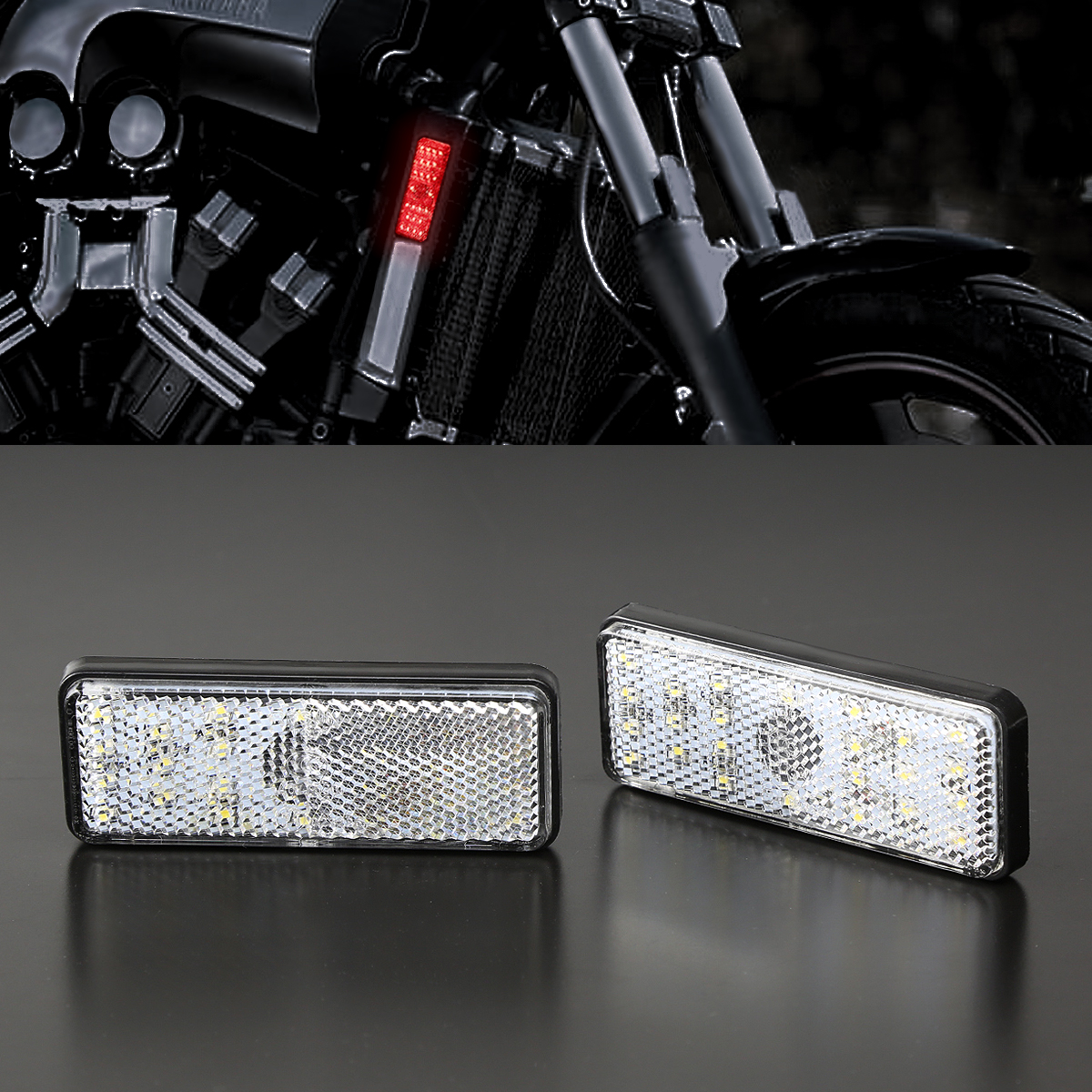 LED サイドリフレクター レッド クリアレンズ 2段階発光 左右