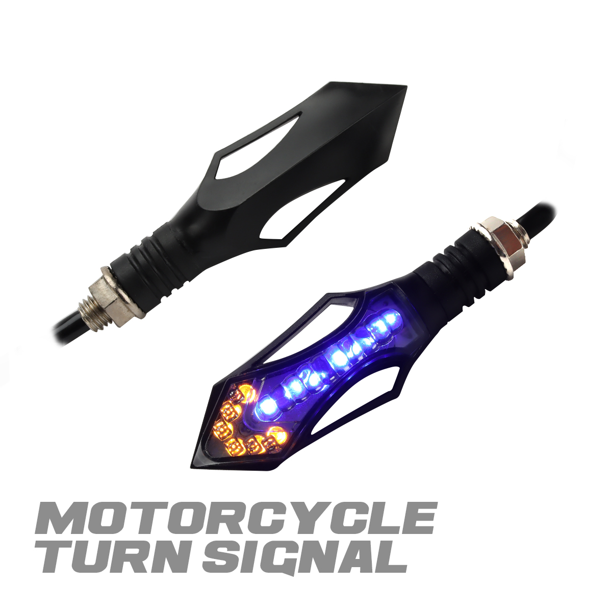 バイク LED ウインカー ブルー アンバー 汎用 2個セット FZ080 | ブランド登録なし