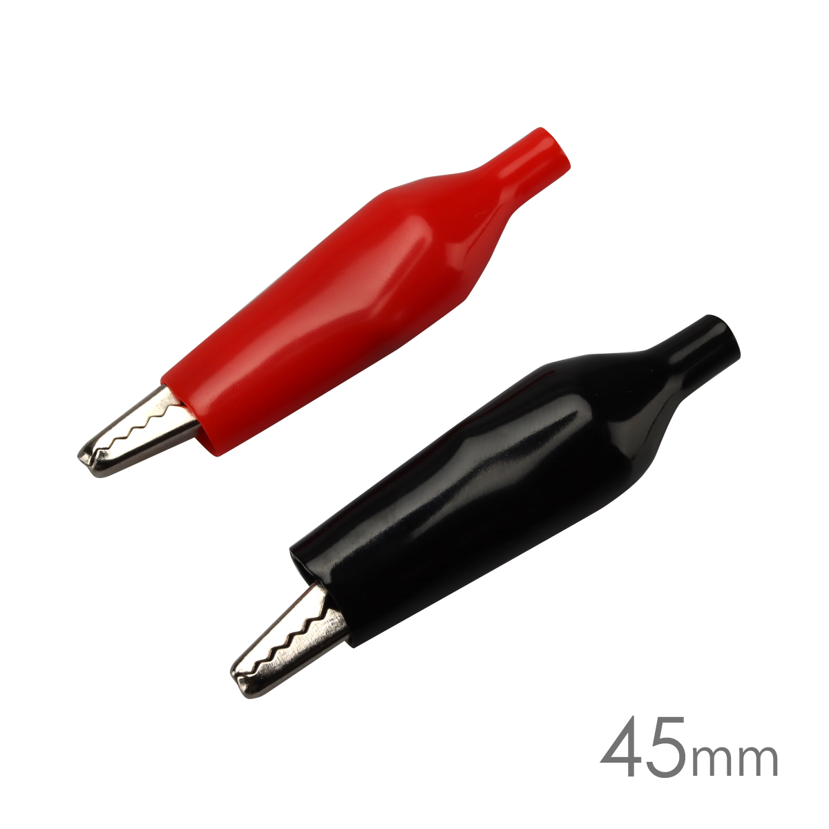 木製どつしりとした台　赤大　黒小未使用 ワニ口クリップ 絶縁キャップ付き 大サイズ 赤1個 黒1個 セット IZ079