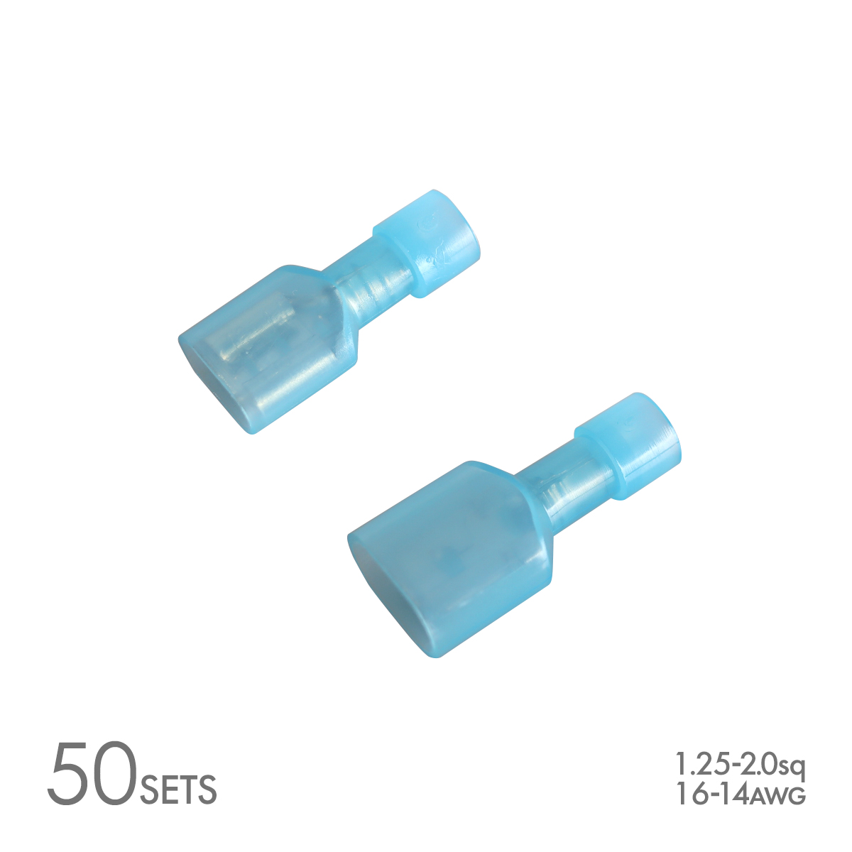 平型端子 250型 絶縁スリーブ付き 1.25sq- 2.0sq オス メス 50個セット 絶縁被膜 IZ232 | ブランド登録なし