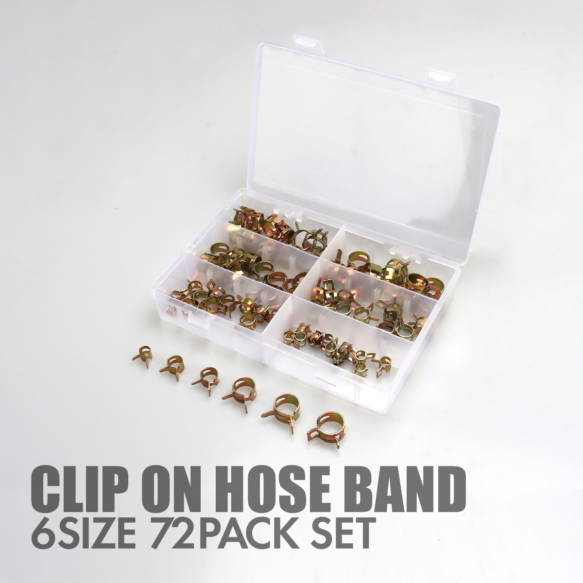 ホースバンド クリップ式 ホースクリップ 6種類 合計72個セット IZ511 | ブランド登録なし