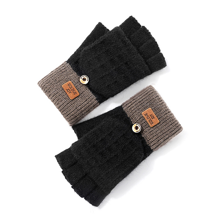 レディース 手袋 グローブ 防寒 ニット手袋 指出し 指なし カバー付き ワンサイズ 6色