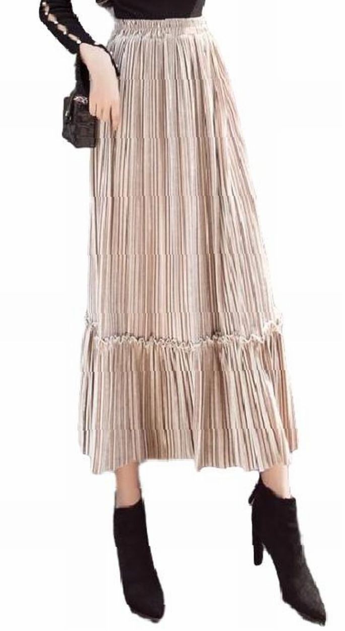 プリーツ スカート ひざ丈 ロング フレア aライン 無地 春 秋 冬 膝丈