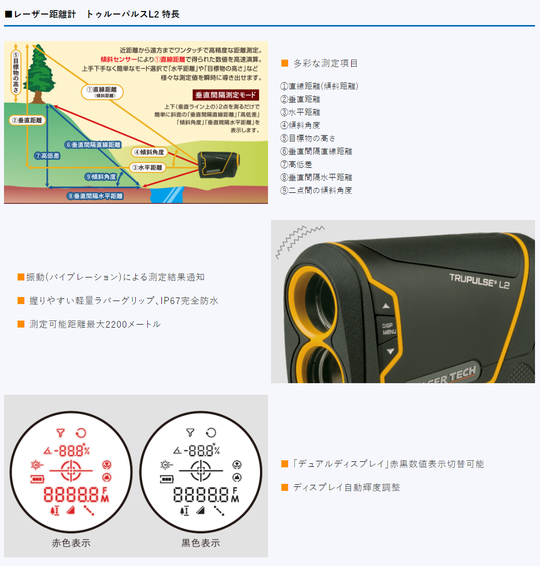 レーザーテクノロジー トゥルーパルスL2 携帯型 レーザー距離計