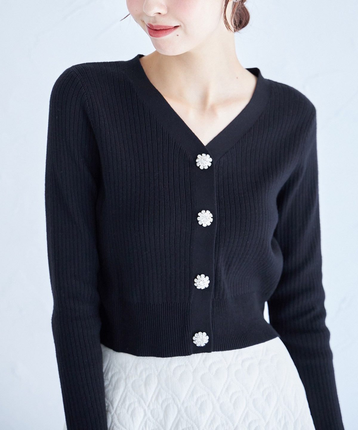 tocco closet（トッコ クローゼット） フラワービジュー付きショート丈