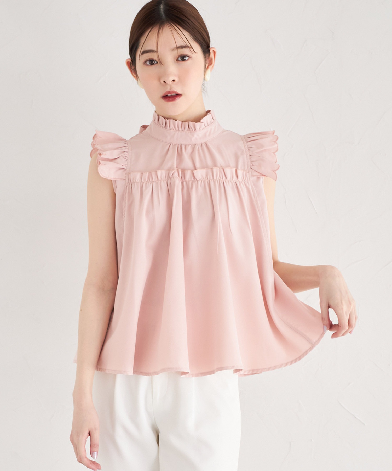 後ろリボン付きフリル×スカラップブラウス【melicita】≪PINK WISH LIST≫≪202...