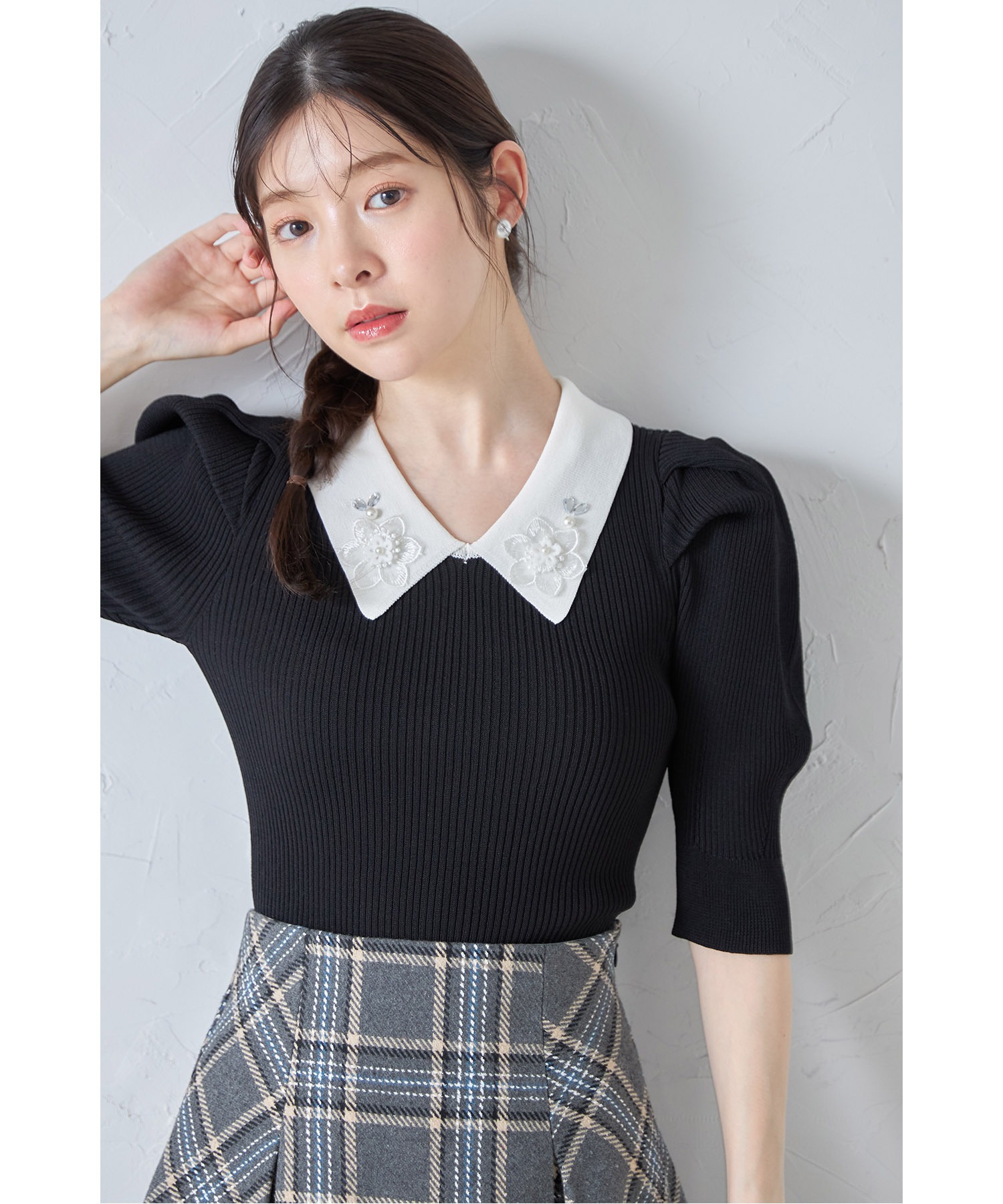 tocco closet（トッコ クローゼット） 立体フラワーモチーフ襟付き