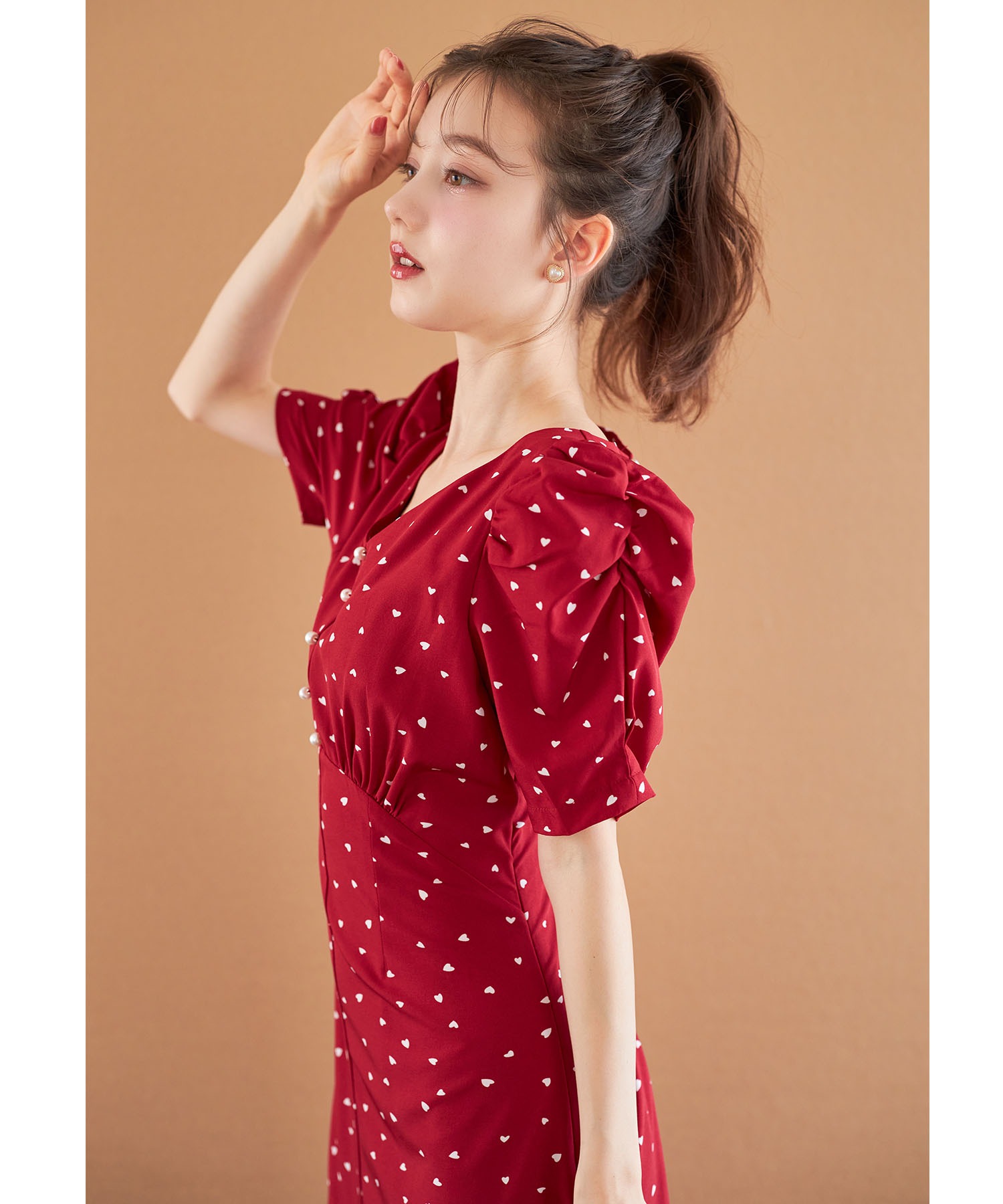 tocco closet パール付きバックレースアップハートドット