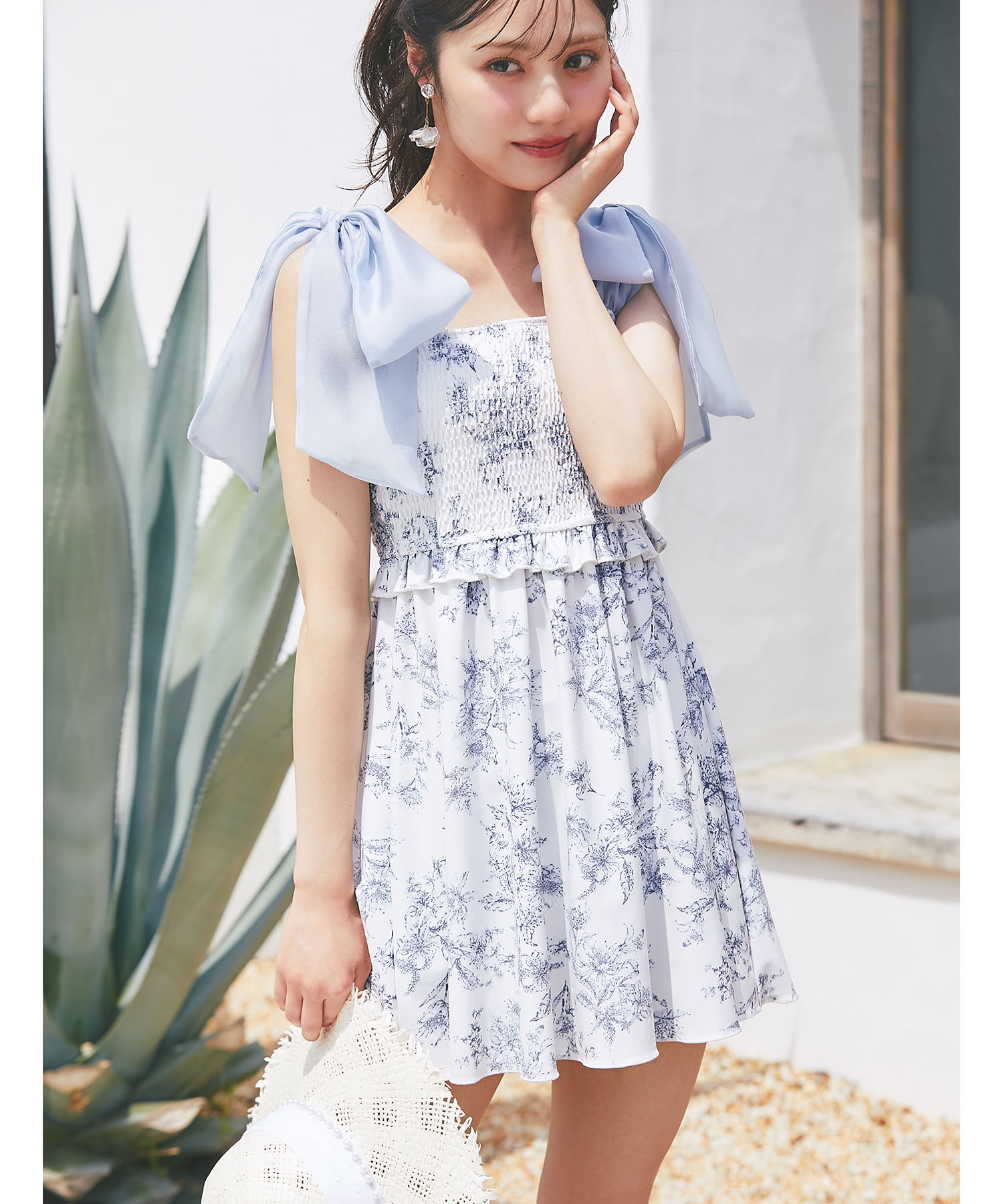 tocco closet インナーパンツ付きシフォンリボンフラワー