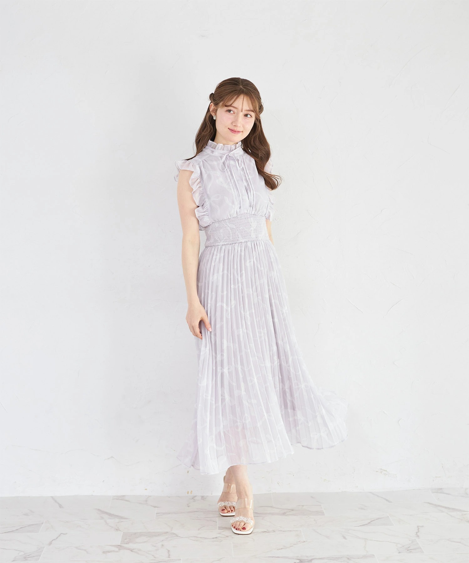 ♡新品tocco closetリボンプリントプリーツワンピース♡ tocco closet（トッコ クローゼット） リボン＆フリル付きウエスト