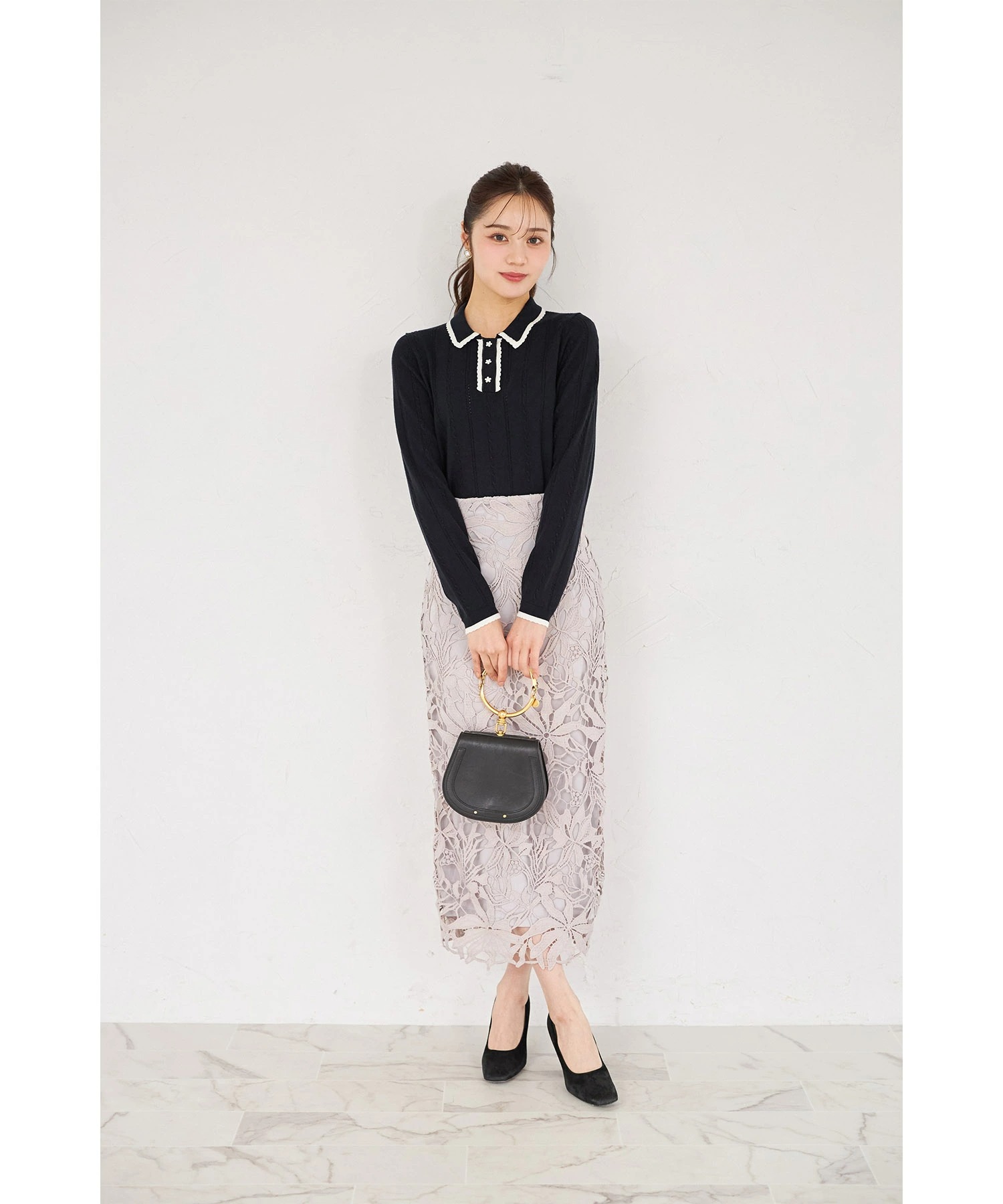 tocco closet（トッコ クローゼット） フラワー釦スカラップ配色ミニ