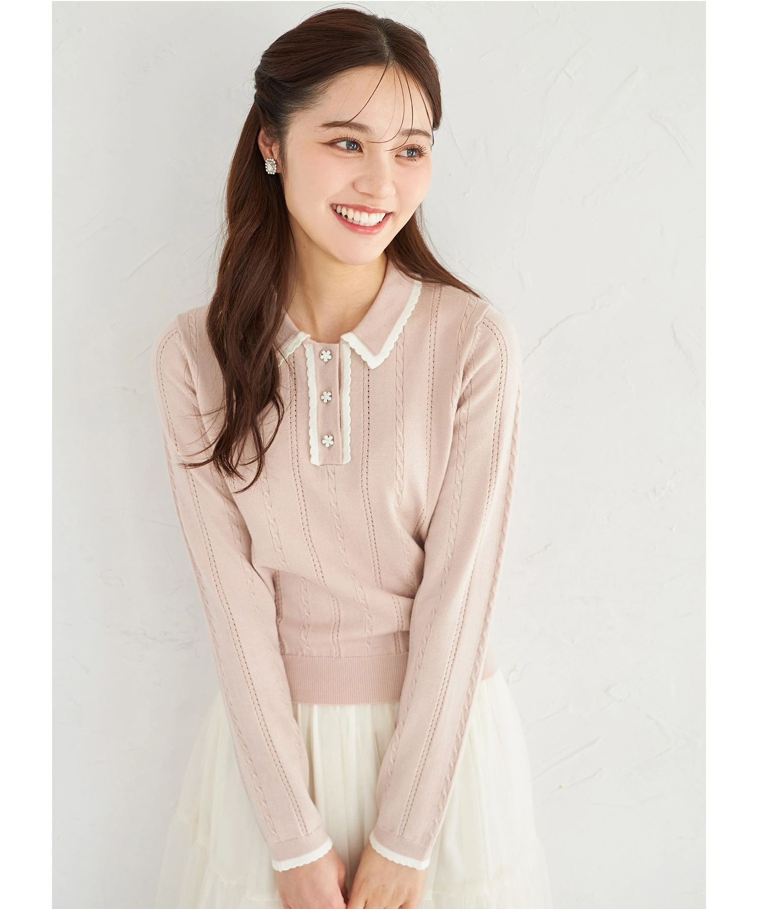 tocco closet（トッコ クローゼット） フラワー釦スカラップ配色ミニ