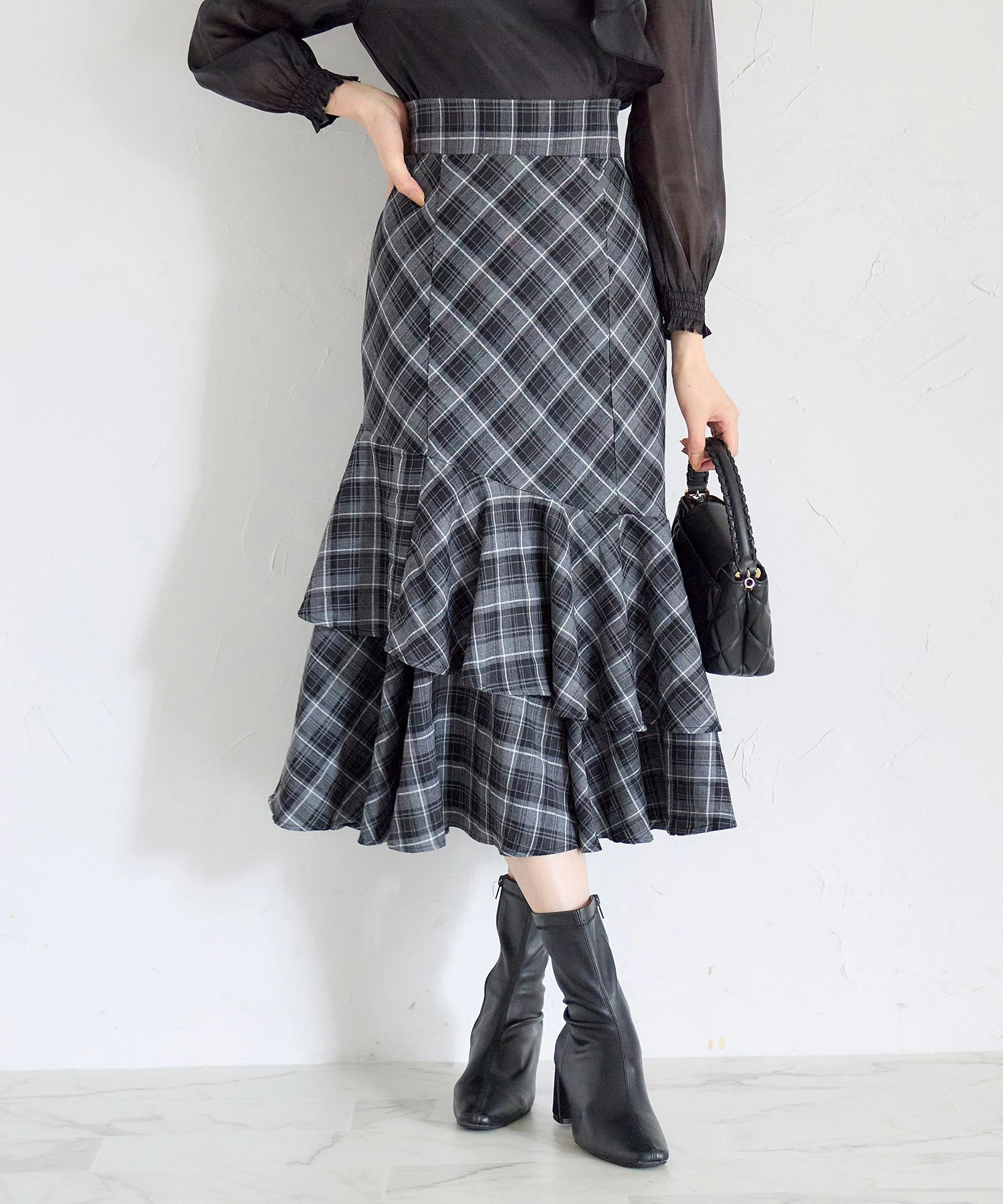 tocco closet（トッコ クローゼット） チェック柄ラッフルフリル 