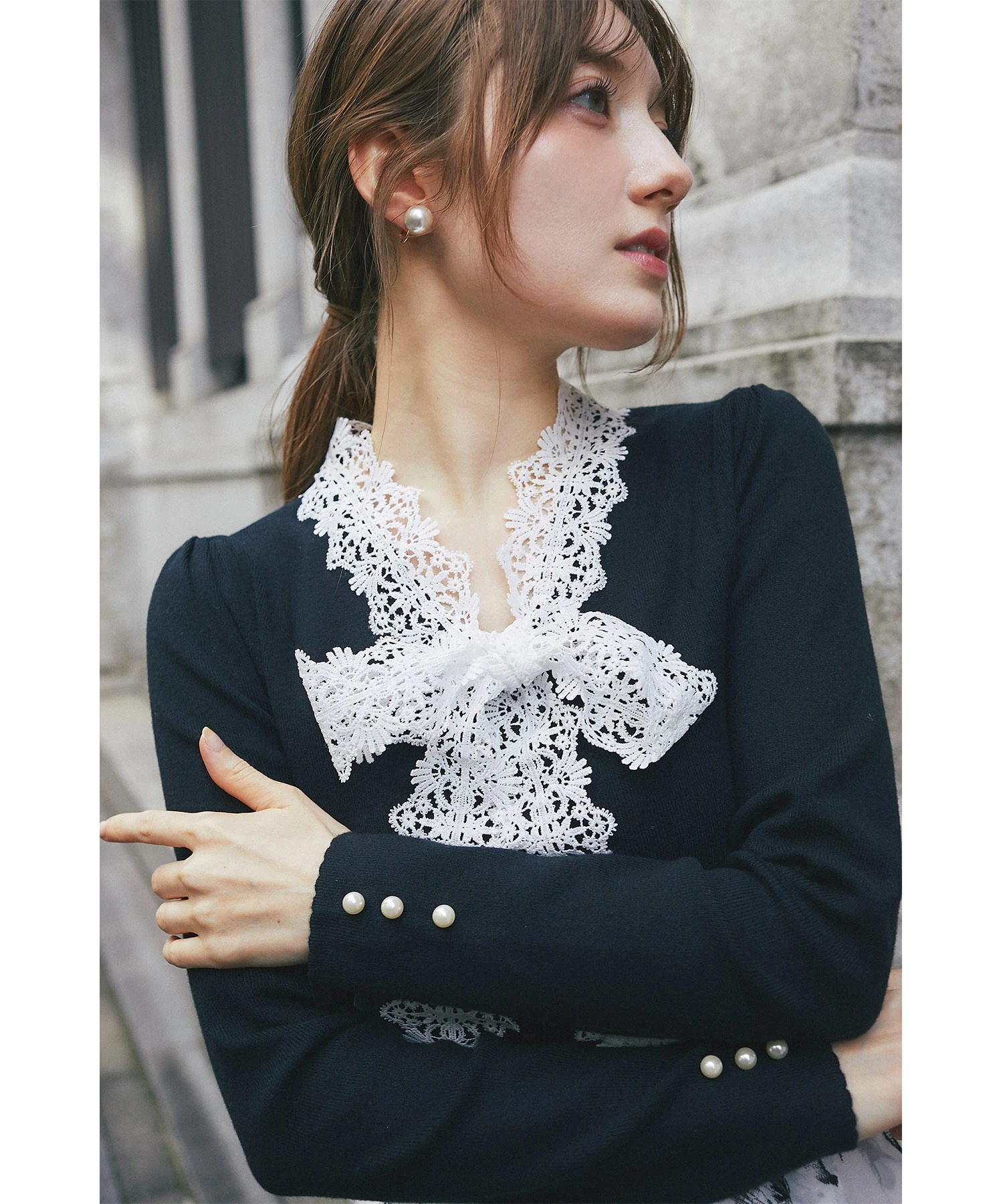 tocco closet（トッコ クローゼット） レースボウタイリボン付き配色