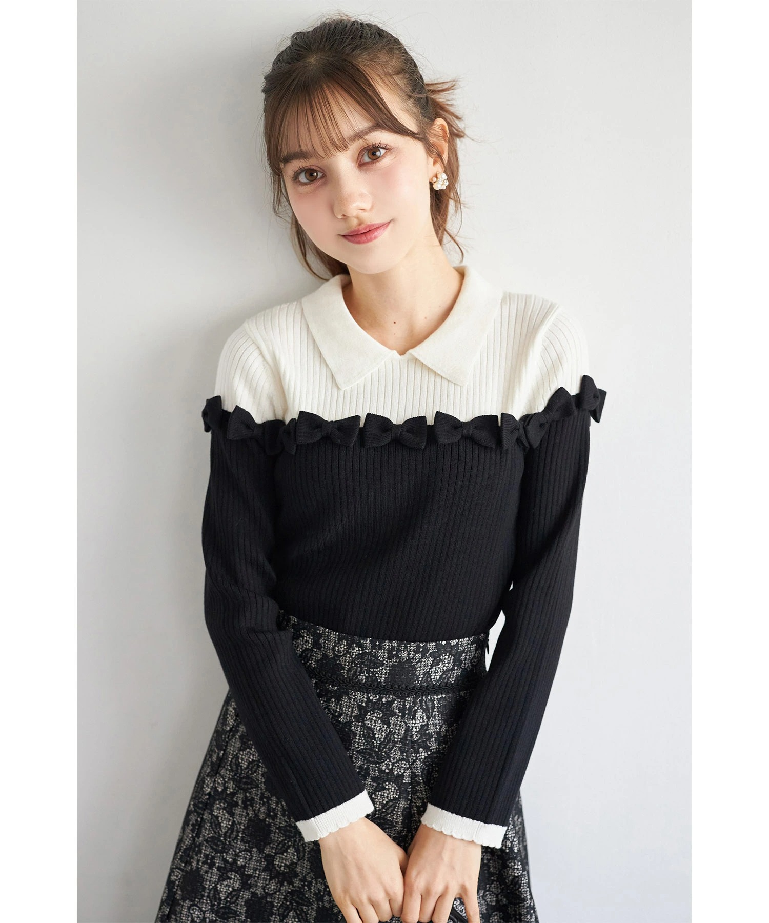 tocco closet（トッコ クローゼット） 襟＆リボン付きバイカラー