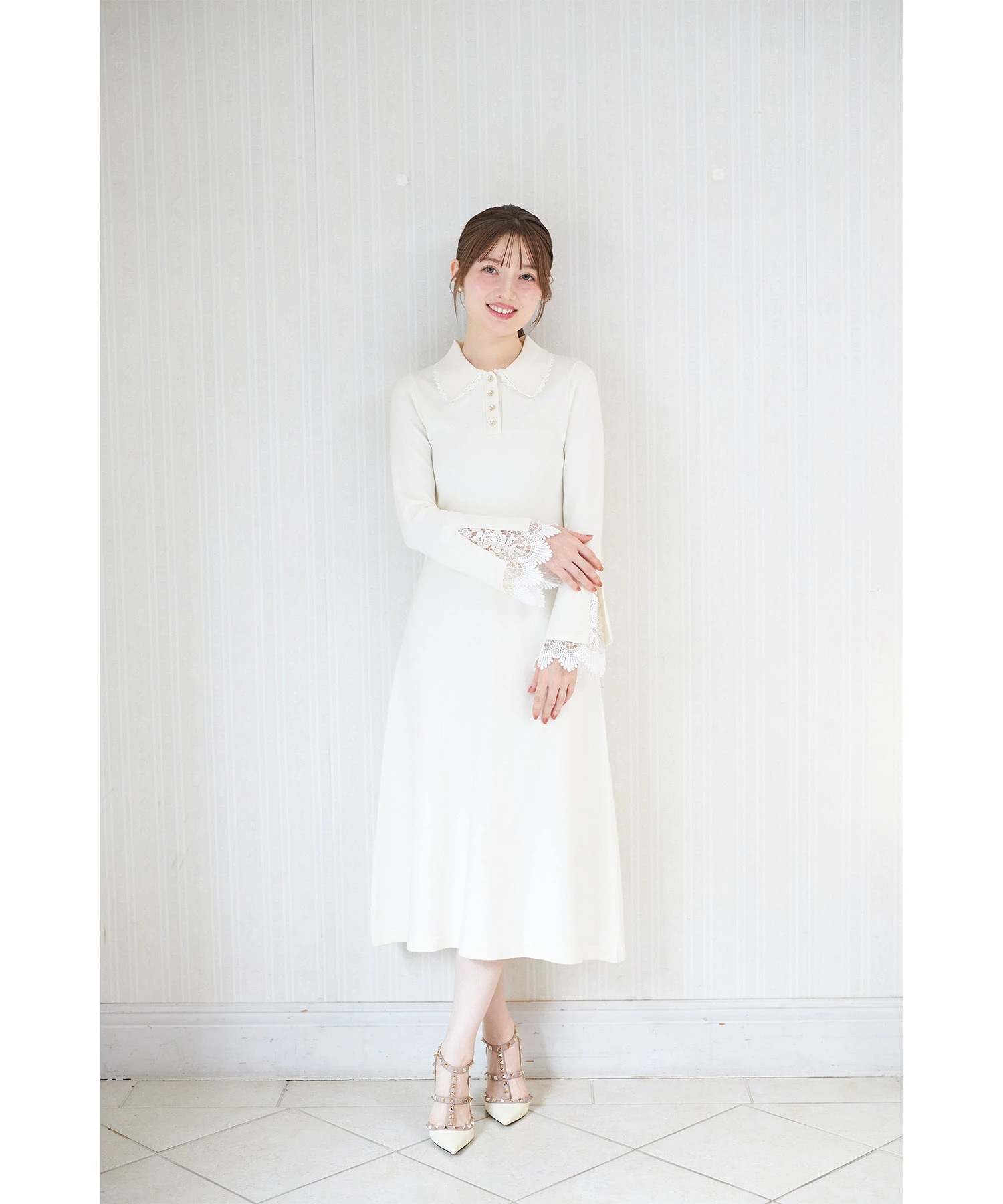 tocco closet（トッコ クローゼット） レース付きポロニットロング
