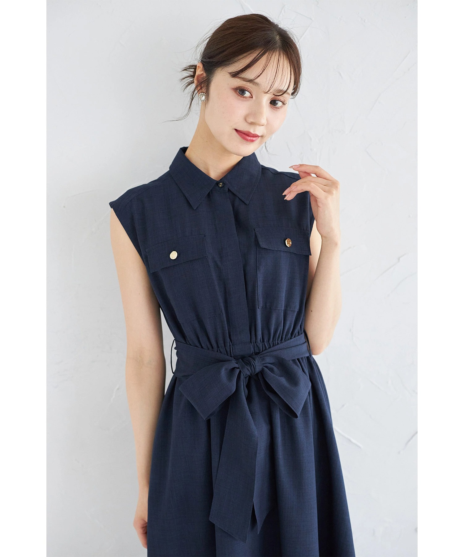 tocco closet（トッコ クローゼット） ウエストリボン付きリネンライク