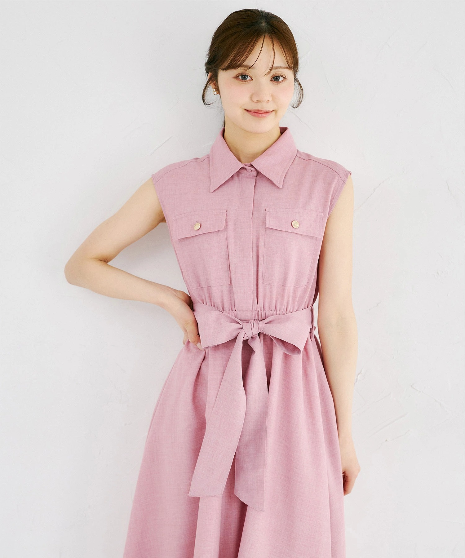 tocco closet（トッコ クローゼット） ウエストリボン付きリネンライク