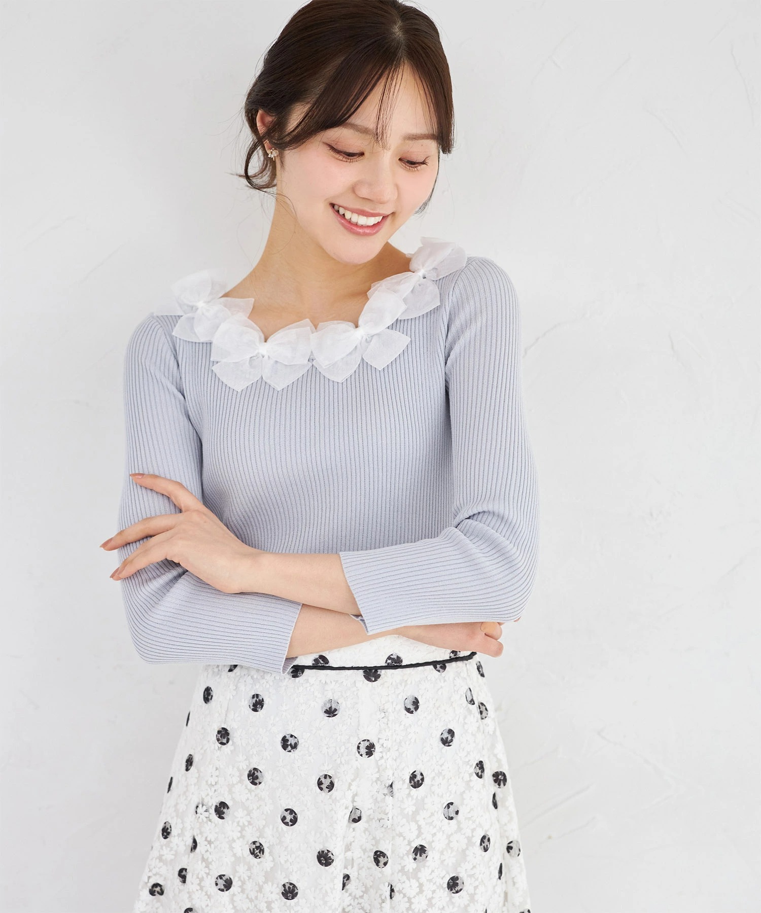 tocco closet（トッコ クローゼット） シアーリボン付き七分袖