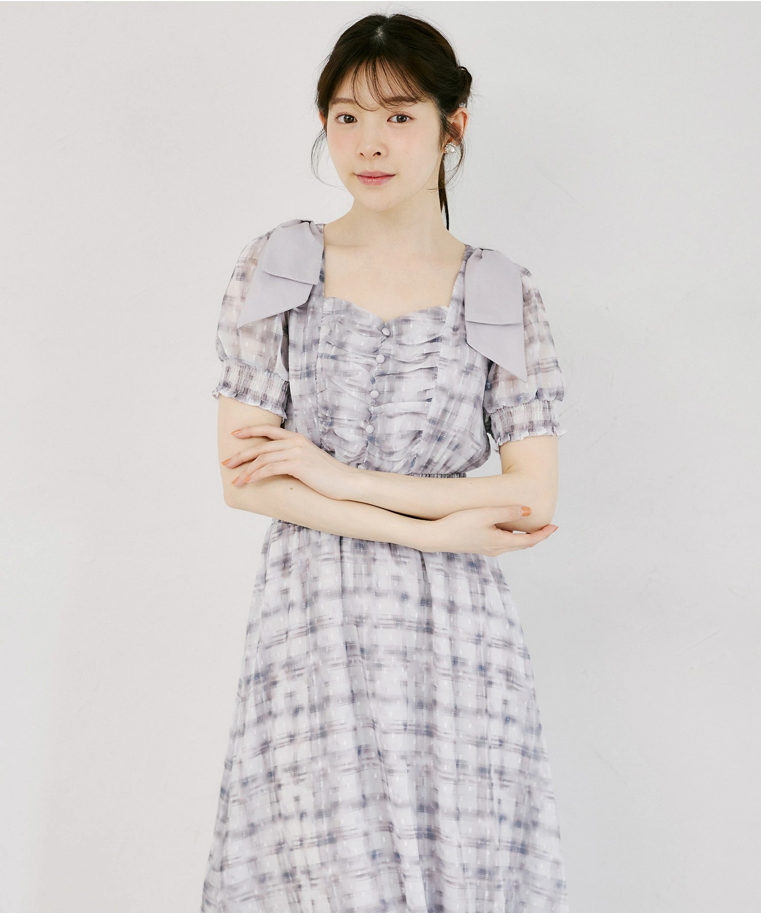tocco closet（トッコ クローゼット） 肩リボン付きシャーリングシアー 