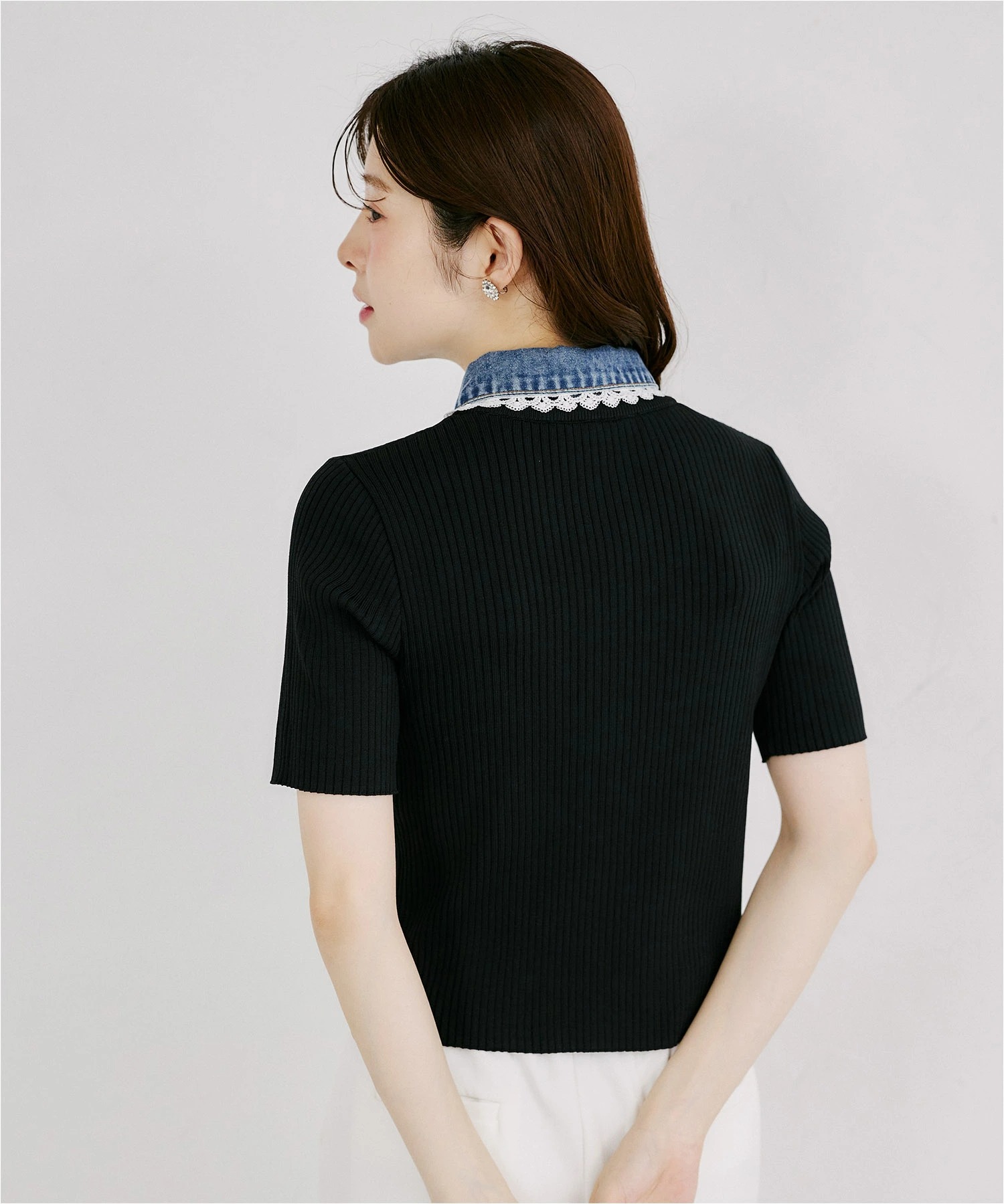 tocco closet（トッコ クローゼット） レース装飾デニムドッキング