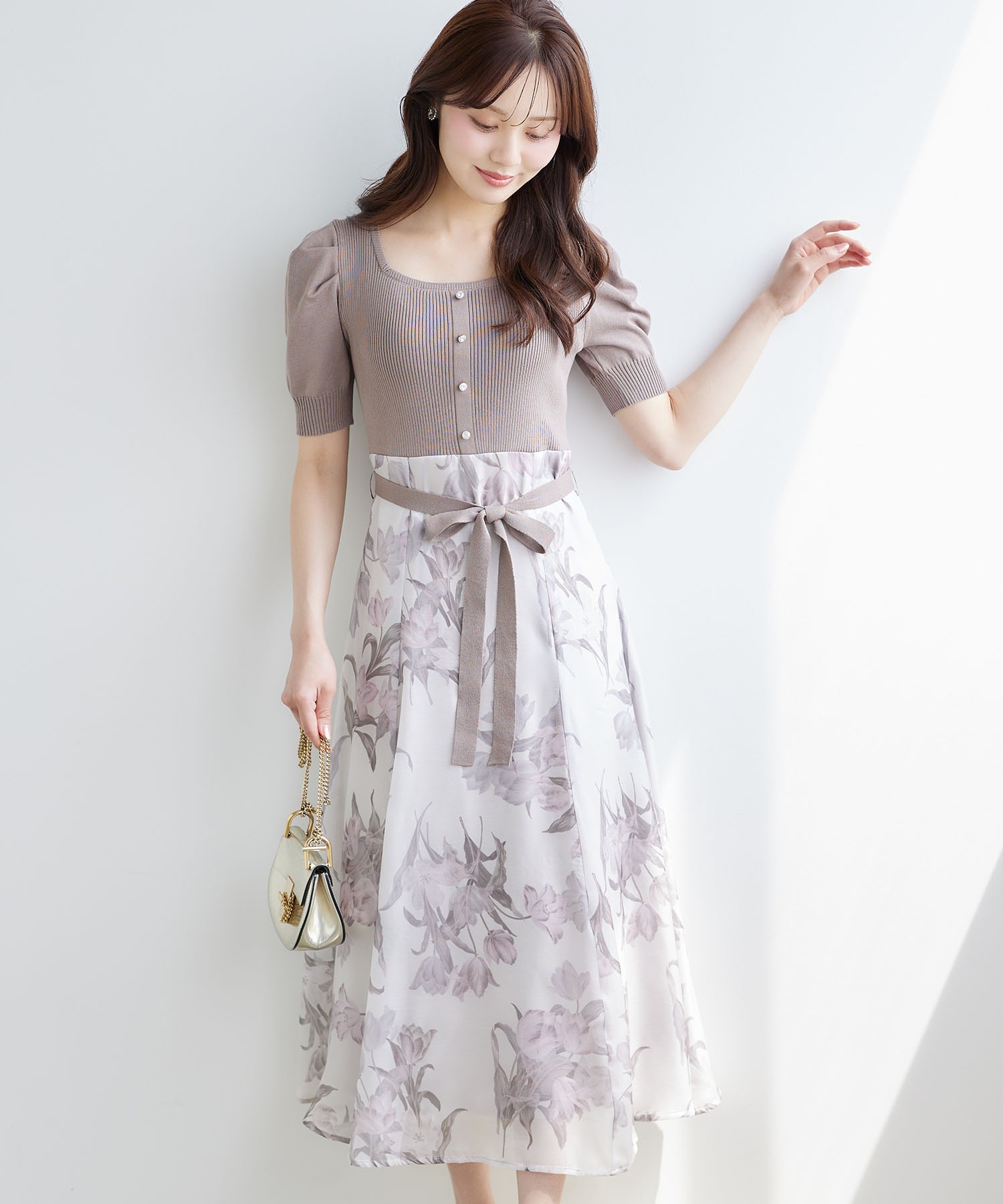 tocco closet（トッコ クローゼット） ウエストリボン付きリブニット