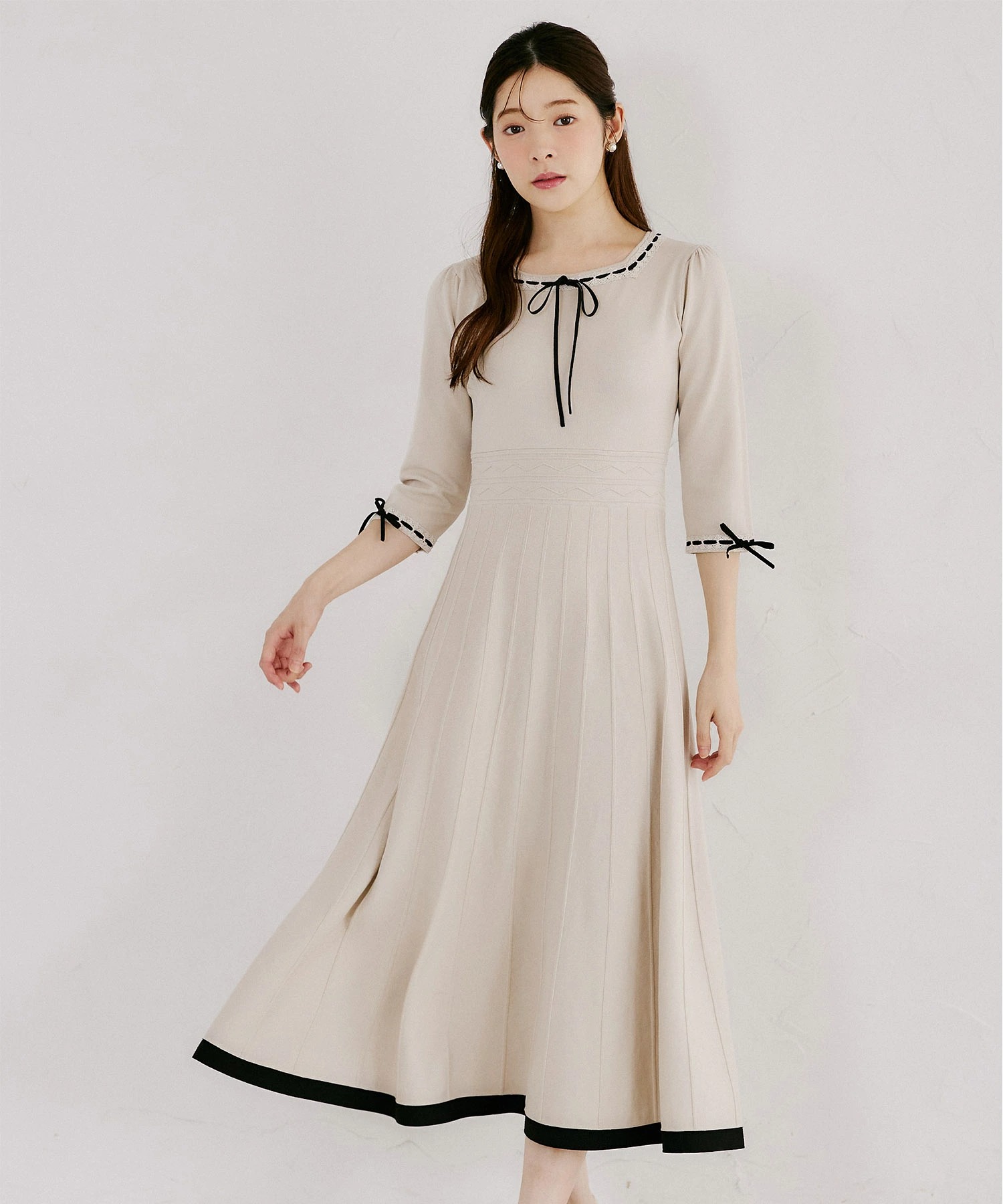 tocco closet（トッコ クローゼット） はしごレース配色リボンニット 